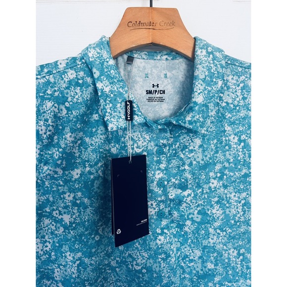 Under Armour Golf Polo Top Women's Small Blue Design $45 Retail New! UPF 30 - Picture 5 of 7